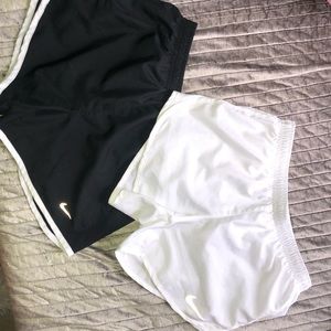 Black and white Nike trackshorts